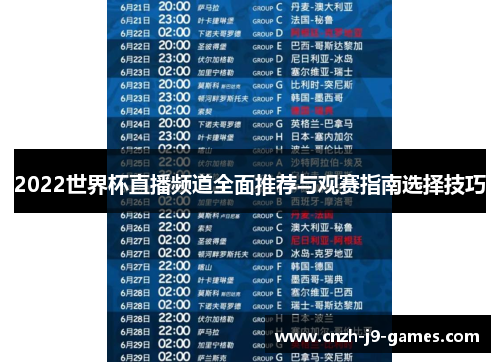 2022世界杯直播频道全面推荐与观赛指南选择技巧