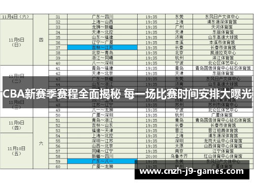 CBA新赛季赛程全面揭秘 每一场比赛时间安排大曝光 CBA新赛季赛程全面揭秘 每一场比赛时间安排大曝光